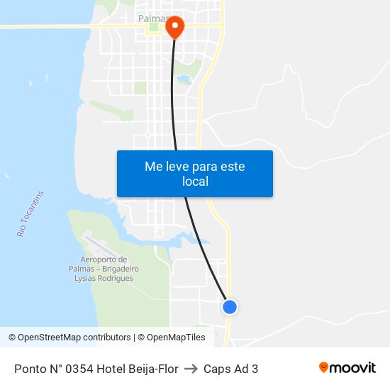 Ponto N° 0354 Hotel Beija-Flor to Caps Ad 3 map