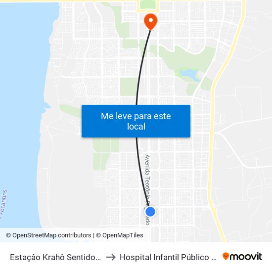 Estaçâo Krahô Sentido Sul-Norte to Hospital Infantil Público de Palmas map