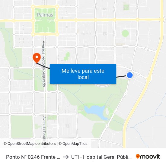 Ponto N° 0246 Frente P/ Energisa to UTI - Hospital Geral Público de Palmas map
