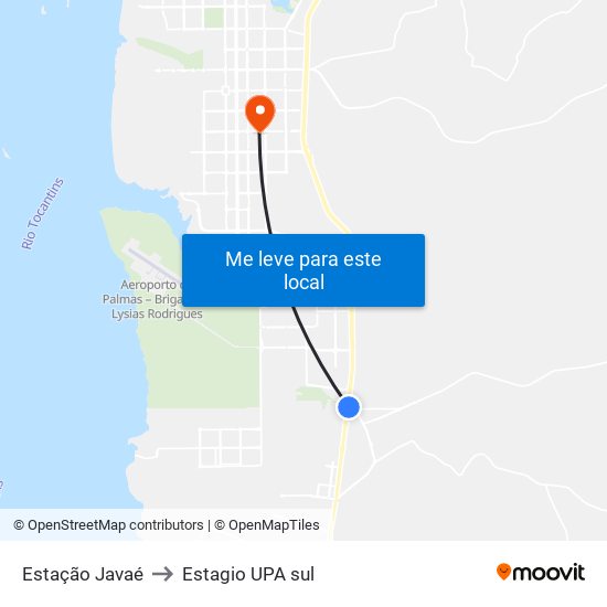 Estação Javaé to Estagio UPA sul map