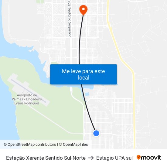 Estação Xerente Sentido Sul-Norte to Estagio UPA sul map