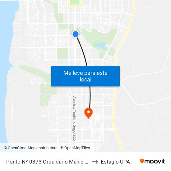 Ponto Nº 0373 Orquidário Municipal to Estagio UPA sul map