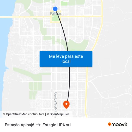 Estação Apinajé to Estagio UPA sul map