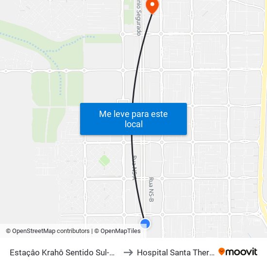 Estaçâo Krahô Sentido Sul-Norte to Hospital Santa Thereza map