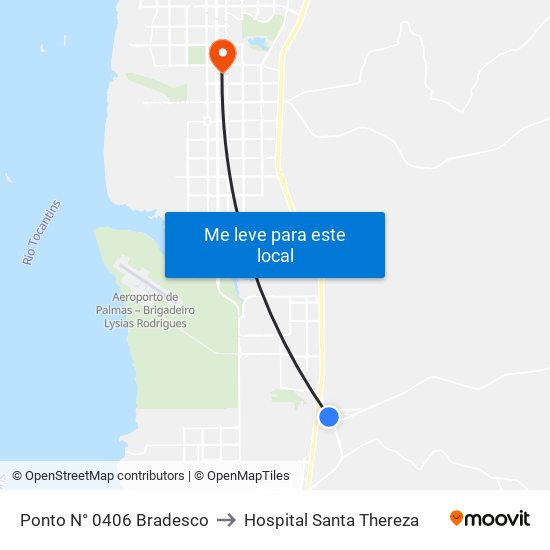 Ponto N° 0406 Bradesco to Hospital Santa Thereza map