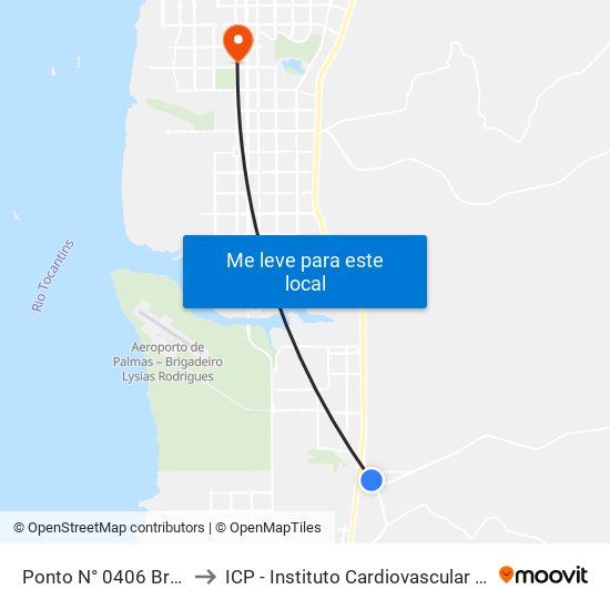 Ponto N° 0406 Bradesco to ICP - Instituto Cardiovascular de Palmas map