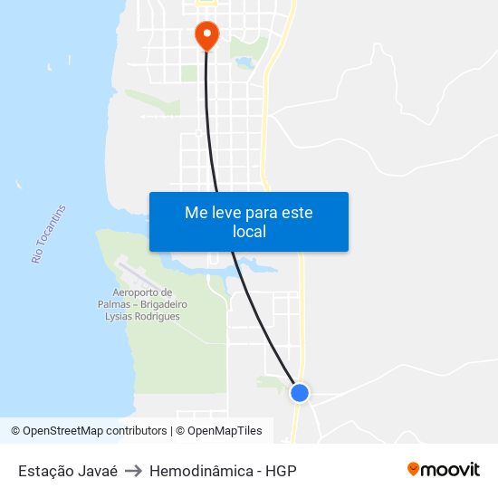 Estação Javaé to Hemodinâmica - HGP map