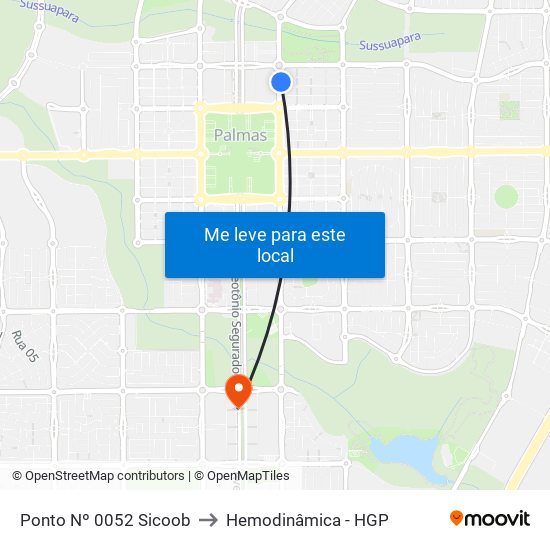 Ponto Nº 0052 Sicoob to Hemodinâmica - HGP map