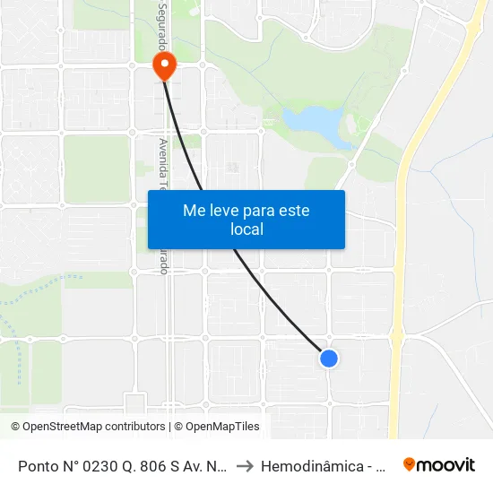 Ponto N° 0230 Q. 806 S Av. Ns 10 to Hemodinâmica - HGP map