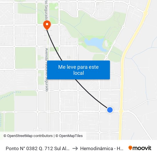 Ponto N° 0382 Q. 712 Sul Al. 1 to Hemodinâmica - HGP map