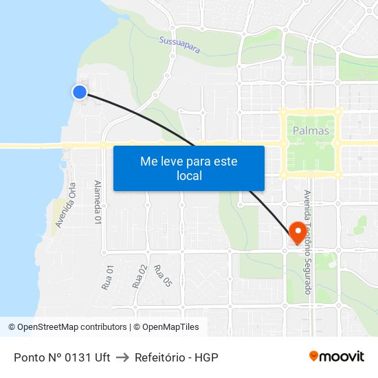 Ponto Nº 0131 Uft to Refeitório - HGP map