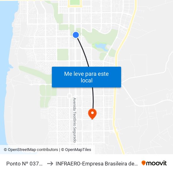 Ponto Nº 0373 Orquidário Municipal to INFRAERO-Empresa Brasileira de Infra-Estrutura Aeroportuária-Área Comercial map