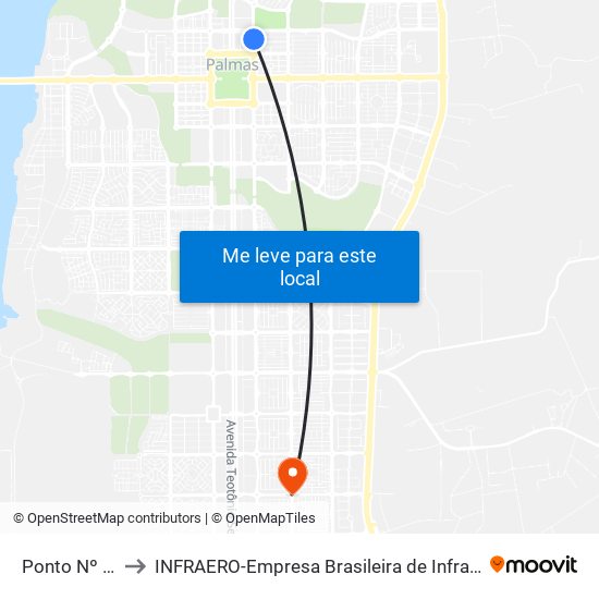 Ponto Nº 0052 Sicoob to INFRAERO-Empresa Brasileira de Infra-Estrutura Aeroportuária-Área Comercial map