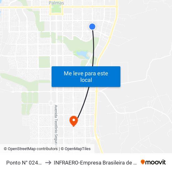 Ponto N° 0244 Q. 208 Sul Av. Ns 8 to INFRAERO-Empresa Brasileira de Infra-Estrutura Aeroportuária-Área Comercial map