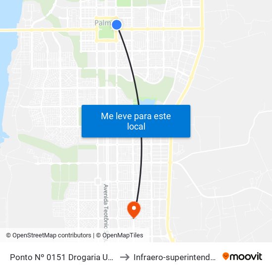 Ponto Nº 0151 Drogaria Unicom to Infraero-superintendência map