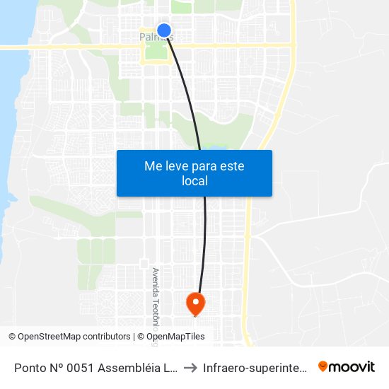 Ponto Nº 0051 Assembléia Legislativa to Infraero-superintendência map
