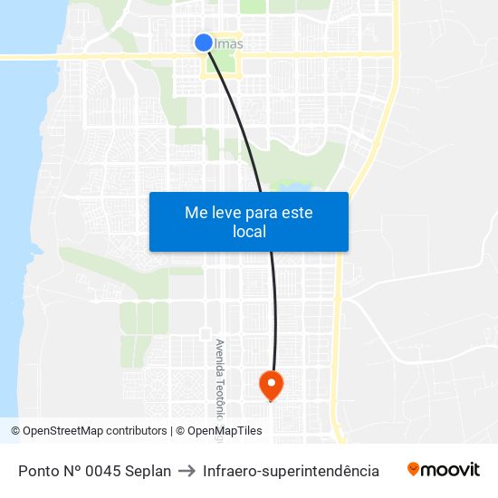 Ponto Nº 0045 Seplan to Infraero-superintendência map