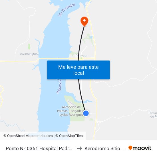 Ponto Nº 0361 Hospital Padre Luso to Aeródromo Sítio Flyer map