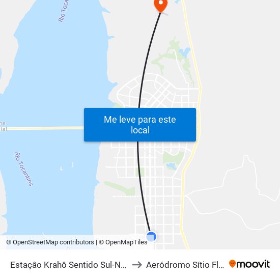 Estaçâo Krahô Sentido Sul-Norte to Aeródromo Sítio Flyer map
