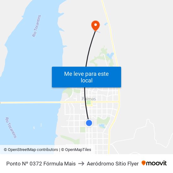 Ponto Nº 0372 Fórmula Mais to Aeródromo Sítio Flyer map