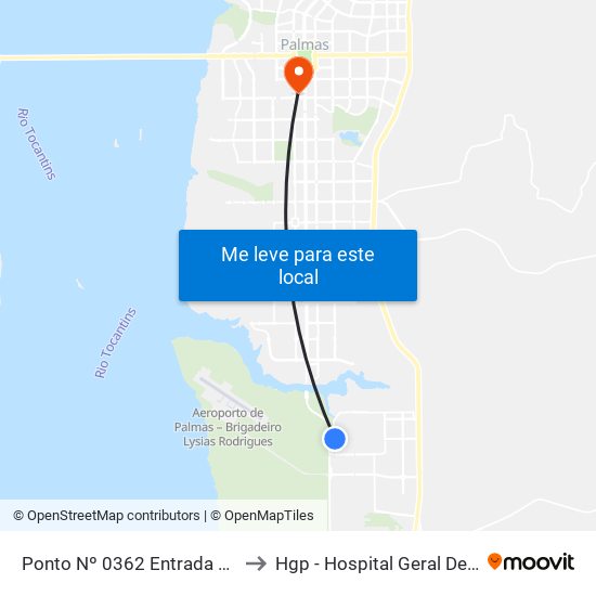 Ponto Nº 0362 Entrada Bertaville to Hgp - Hospital Geral De Palmas map
