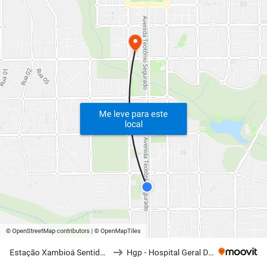 Estação Xambioá Sentido Norte-Sul to Hgp - Hospital Geral De Palmas map