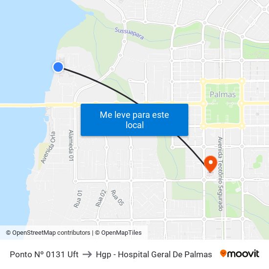 Ponto Nº 0131 Uft to Hgp - Hospital Geral De Palmas map
