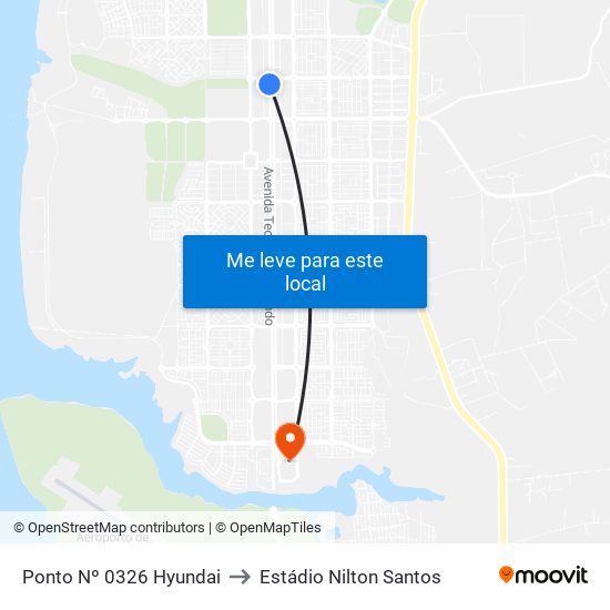 Ponto Nº 0326 Hyundai to Estádio Nilton Santos map