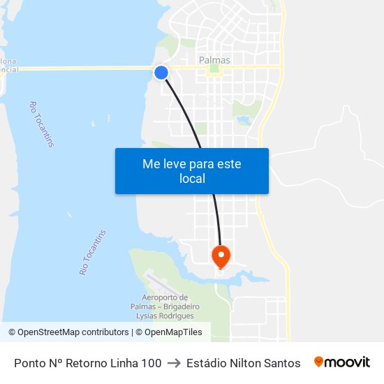 Ponto Nº Retorno Linha 100 to Estádio Nilton Santos map