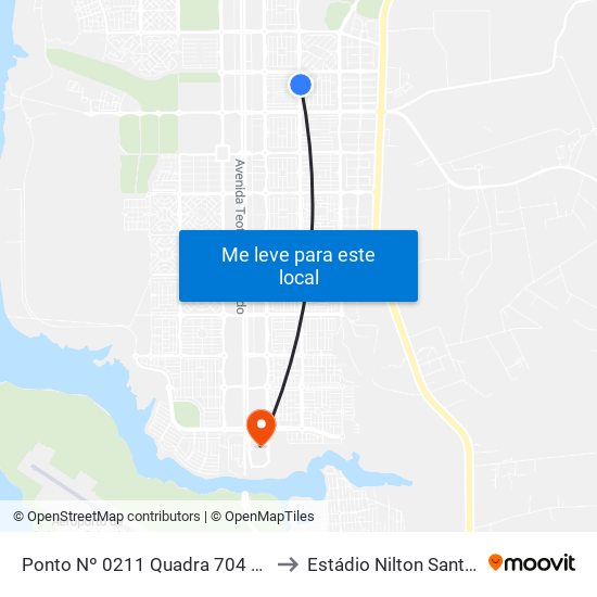 Ponto Nº 0211 Quadra 704 Sul to Estádio Nilton Santos map