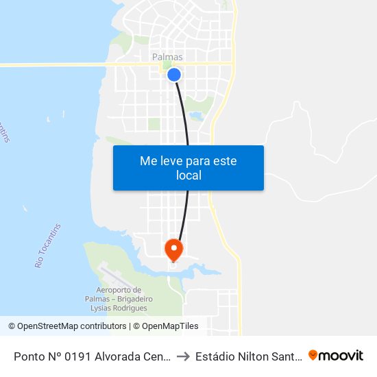 Ponto Nº 0191 Alvorada Center to Estádio Nilton Santos map