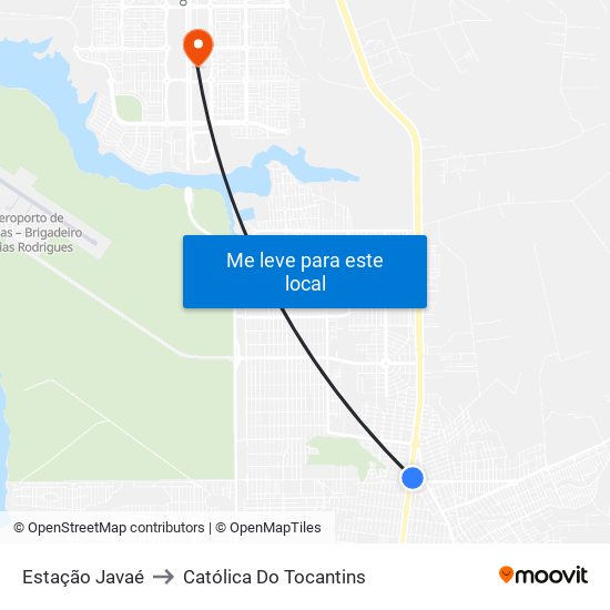 Estação Javaé to Católica Do Tocantins map