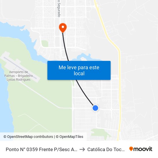 Ponto N° 0359 Frente P/Sesc Aureny III to Católica Do Tocantins map
