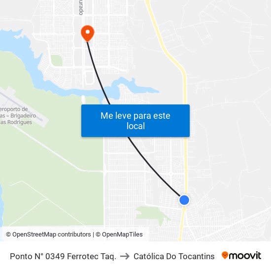 Ponto N° 0349 Ferrotec Taq. to Católica Do Tocantins map