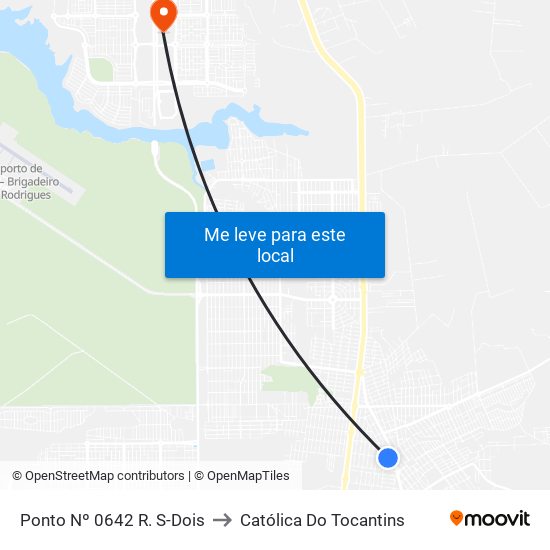 Ponto Nº 0642 R. S-Dois to Católica Do Tocantins map