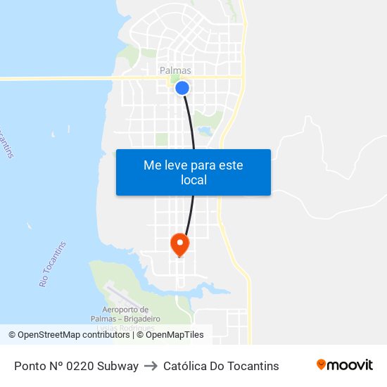 Ponto Nº 0220 Subway to Católica Do Tocantins map