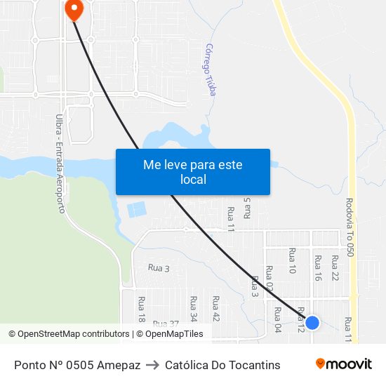 Ponto Nº 0505 Amepaz to Católica Do Tocantins map