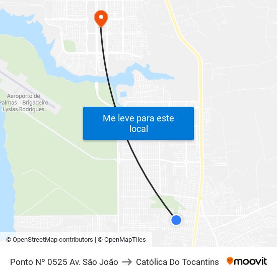 Ponto Nº 0525 Av. São João to Católica Do Tocantins map