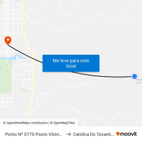 Ponto Nº 0770 Posto Vitória III to Católica Do Tocantins map