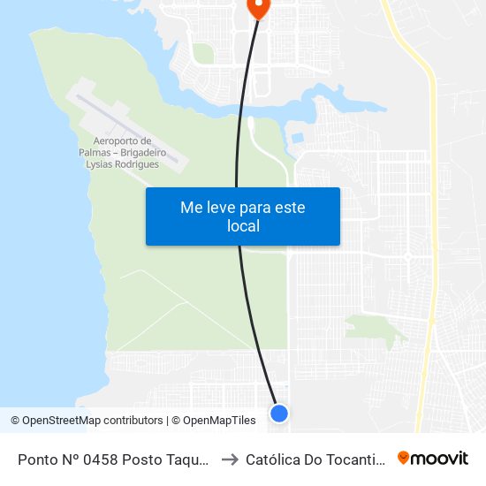 Ponto Nº 0458 Posto Taquari to Católica Do Tocantins map