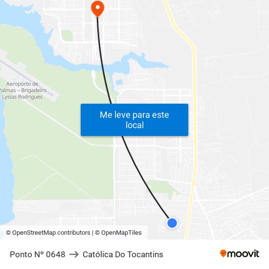 Ponto Nº 0648 to Católica Do Tocantins map