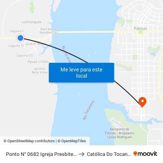 Ponto N° 0682 Igreja Presbiteriana to Católica Do Tocantins map