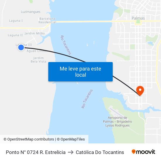 Ponto N° 0724 R. Estrelícia to Católica Do Tocantins map