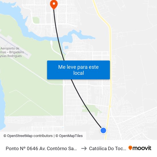 Ponto Nº 0646 Av. Contôrno Santa Barbara to Católica Do Tocantins map