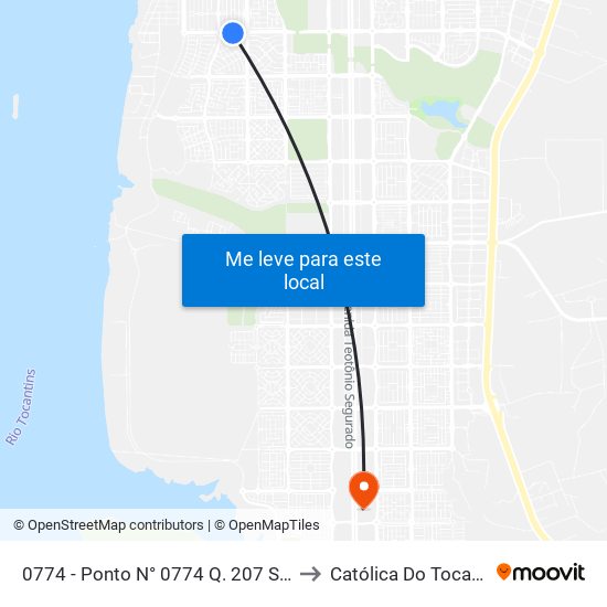 0774 - Ponto N° 0774 Q. 207 Sul Lo 5 to Católica Do Tocantins map