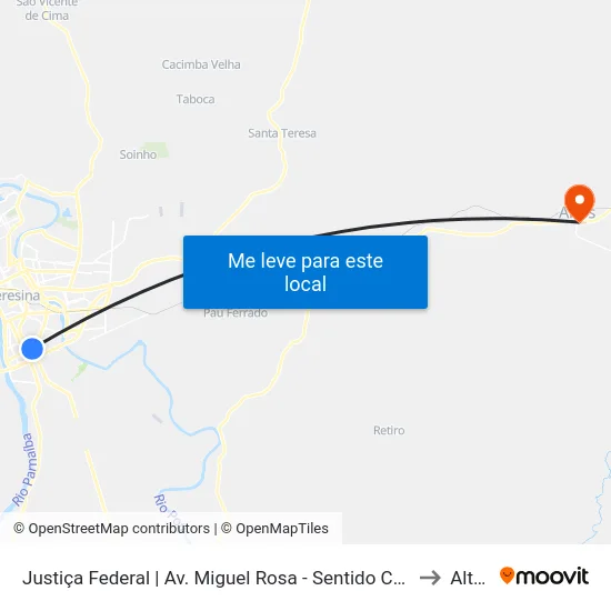 Justiça Federal | Av. Miguel Rosa - Sentido Centro to Altos map