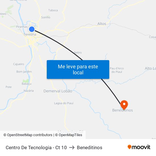 Centro De Tecnologia - Ct 10 to Beneditinos map