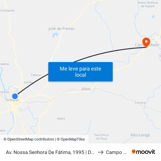 Av. Nossa Senhora De Fátima, 1995 | Drogaria Globo to Campo Maior map