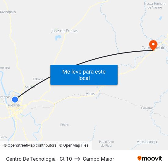 Centro De Tecnologia - Ct 10 to Campo Maior map