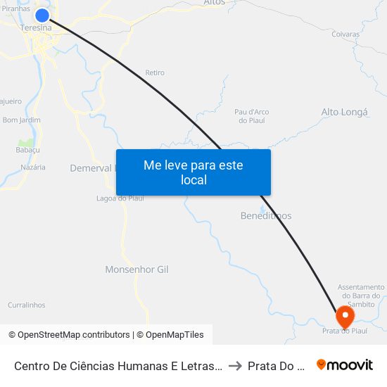 Centro De Ciências Humanas E Letras - Cchl 11 to Prata Do Piauí map